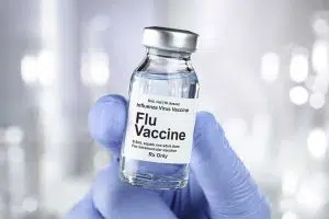 Photo of a flu vaccine vial 
