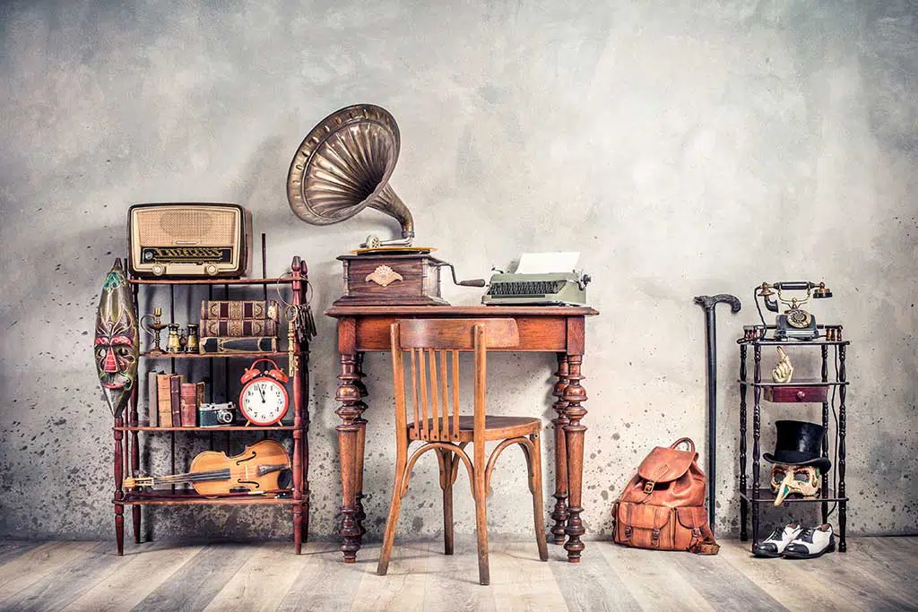 photo of different antique and vintage home goods