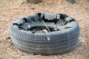 Photo of a blown out tire