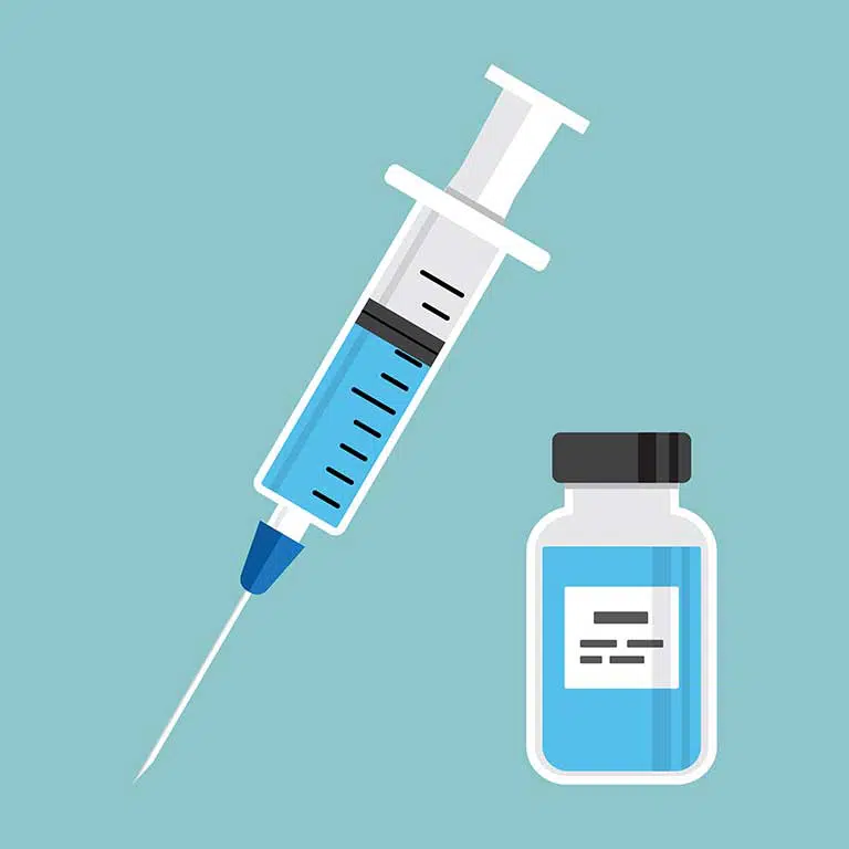 photo of a drawing of a vaccine and vial