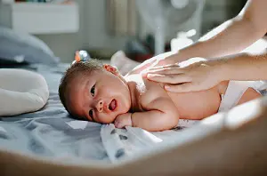 Baby with Birth Injury Lying on Table