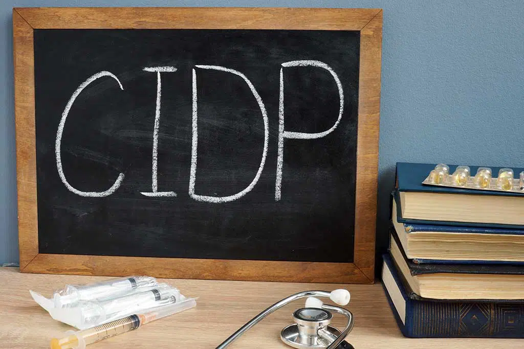 Photo of a chalkboard with CIDP written on it